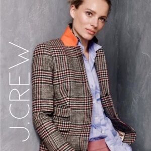 NWOT J Crew Schoolboy blazer Gold Button Tweed Wool Houndstooth Womens 0